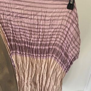 Striped Pink and Beige Crinkle Midi Skirt